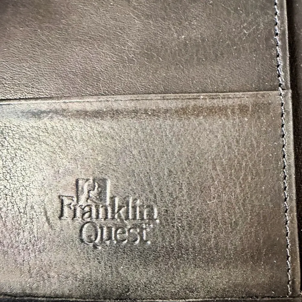 Franklin Quest Full Grain Nappa Leather Day Planner Black 6 Ring 6